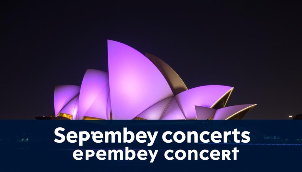 Sydney Opera House illuminated at night for September 2025 concerts Sydney Opera House illuminated at night for September 2025 concerts